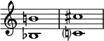 {
\override Score.TimeSignature
#'stencil = ##f
    \relative c' {
        \time 4/4
        \set Score.tempoHideNote = ##t \tempo 1 = 20
        <bes b'!>1 <c? cis'>
    }
}