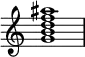 {
\override Score.TimeSignature
#'stencil = ##f
    \relative c'' {
        \time 4/4
        \set Score.tempoHideNote = ##t \tempo 1 = 20
        <g b d f ais>1
    }
}