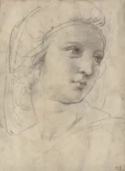 Head of a Muse by Raphaello Sanzio, Italy, c. 1490.