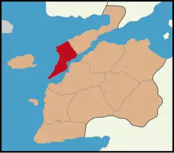 Map showing Eceabat District in Çanakkale Province