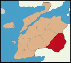 Map showing Yenice District in Çanakkale Province