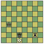 Economical mate(white king at d1) (black king in b4) (black queen in d2 supported by black rook in g2) checkmate