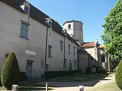 School, town hall and church.