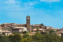 The church and surroundings in Conques-sur-Orbiel