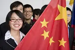Chinese students with the Chinese flag at .