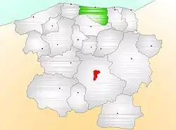 Map showing İnebolu District (green) in Kastamonu Province