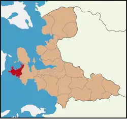 Map showing Çeşme District in İzmir Province