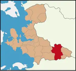 Map showing Ödemiş District in İzmir Province