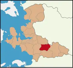 Map showing Bayındır District in İzmir Province
