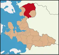 Map showing Bergama District in İzmir Province