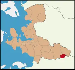 Map showing Beydağ District in İzmir Province