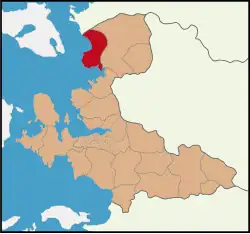 Map showing Dikili District in İzmir Province