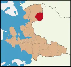 Map showing Kınık District in İzmir Province