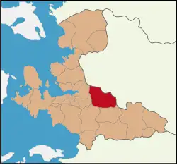 Map showing Kemalpaşa District in İzmir Province