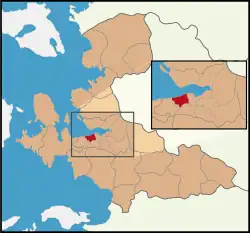 Map showing Narlıdere District in İzmir Province