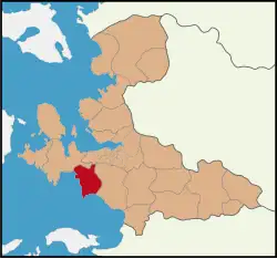 Map showing Seferihisar District in İzmir Province
