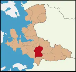 Map showing Torbalı District in İzmir Province