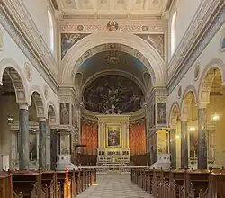 The interior of the church from the back of the nave