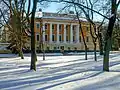 View of the museum snowed