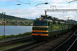 Train at Petrovsky Zavod railway station in the town of Petrovsk-Zabaykalsky