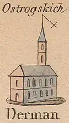 Derman on an old map, signed as a possession of the Ostrogski family