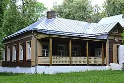 A house with several columns out front