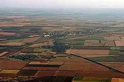 Krasnohvardiiske from the air from the south, Maryanivka is at the foreground