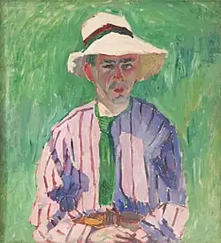 Aristarkh Lentulov. Portrait of a young man in a Panama hat, 1910