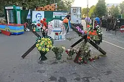 Memorial to those who died near Khreshchatyk metro station's entrance hall