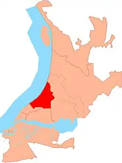 Location of Oktyabrsky City District on the map of Samara