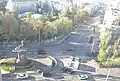 Shchors monument in Kyiv in 2022, including graffiti, translating to slogans such as "demolish me completely!" and "butcher".[6] Demolished 9 December 2023.