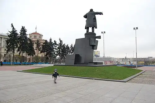 Rear of statue