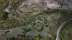 Air view of the location of the former village