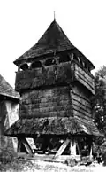 The wooden bell tower of the Chesnyky Church from the 18th century. Photo from the early 20th century.