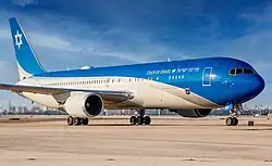 The Wing of Zion aka Israeli Air Force One (a Boeing 767) has its hangar at the Nevatim Airbase