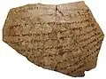 Late Sasanian ostracon with Book Pahlavi writing. Found at Qaleh Iraj in Varamin.[27]