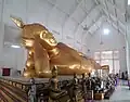 Reclining Buddha inside Wihan Phra Non (Wihan of Reclining Buddha) of Wat Phai Lom, Chanthaburi