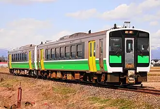 KiHa E120, Aizu-Bange Station - Wakamiya Station, in March 2020