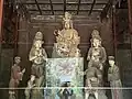Tang dynasty (618-907) statues of Manjushri (Wenshu) surrounded by attendant bodhisattvas at the Wenshu Hall of Foguang Temple in Wutai, Shanxi, China