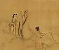 A partial view of Zhao Mengfu's Nine Songs Scroll from the Yuan Dynasty, featuring an image of Shao Siming.