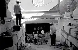 Republican emergency excavation and restoration work of the Guangxu Emperor's tomb after the 1938 looting incident. The burial chamber is now open to the public.