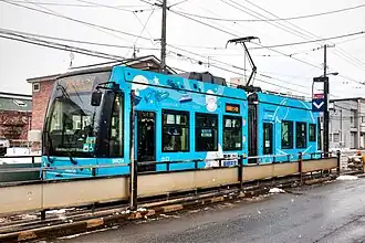 A Hakodate City Tram type 9600 at Hakodate Dock-mae station