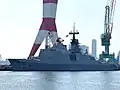 ROCN Kang Ding-class Frigate Combat System Performance Upgrade Project, Photos showing that the upgrade project for the Cheng-de frigate (承德,PFG-1208) was half completed in January 2025.