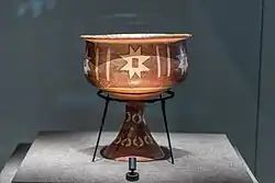 Dawenkou culture painted pottery eight-pointed star pattern bean (typical Dawenkou culture colored pottery）