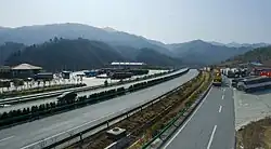 View of Ningshan from a rest area along the Jingkun Expressway