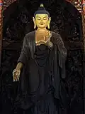Eye-level view of the Shakyamuni statue