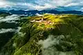 Aerial view of Changlie Monastery, Aba Prefecture, Sichuan.