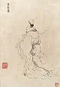 The character Shao Siming in Jiang Rong's "Nine Songs" painting, from the Qing Dynasty.