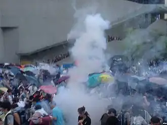 Hong Kong Police Force decided to employ tear gas on peacefully protesting suffragists