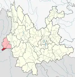 Location of Ruili City in Dehong Prefecture within Yunnan province